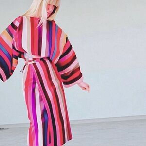 4KINSHIP Cosmic Double Rainbows Woven Top and Skirt OSFM